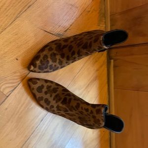 Cole Haan Booties size 8 1/2 real cow fur leopard print.